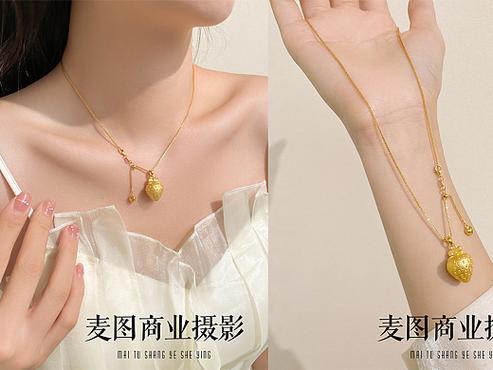 產(chǎn)品攝影 黃金飾品項鏈無頭風(fēng)模特拍攝 項鏈暖系手機片